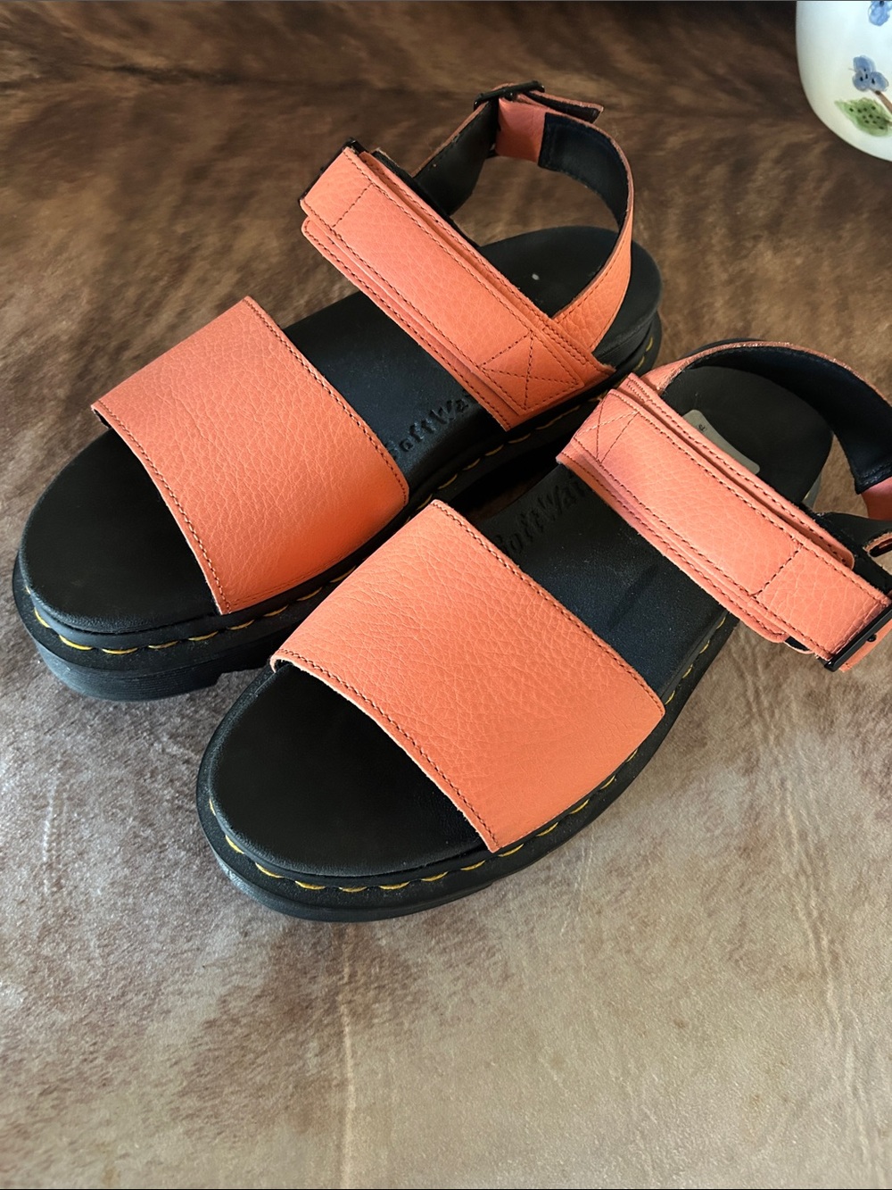 Chunky coral Dr Martens  Strap Sandals